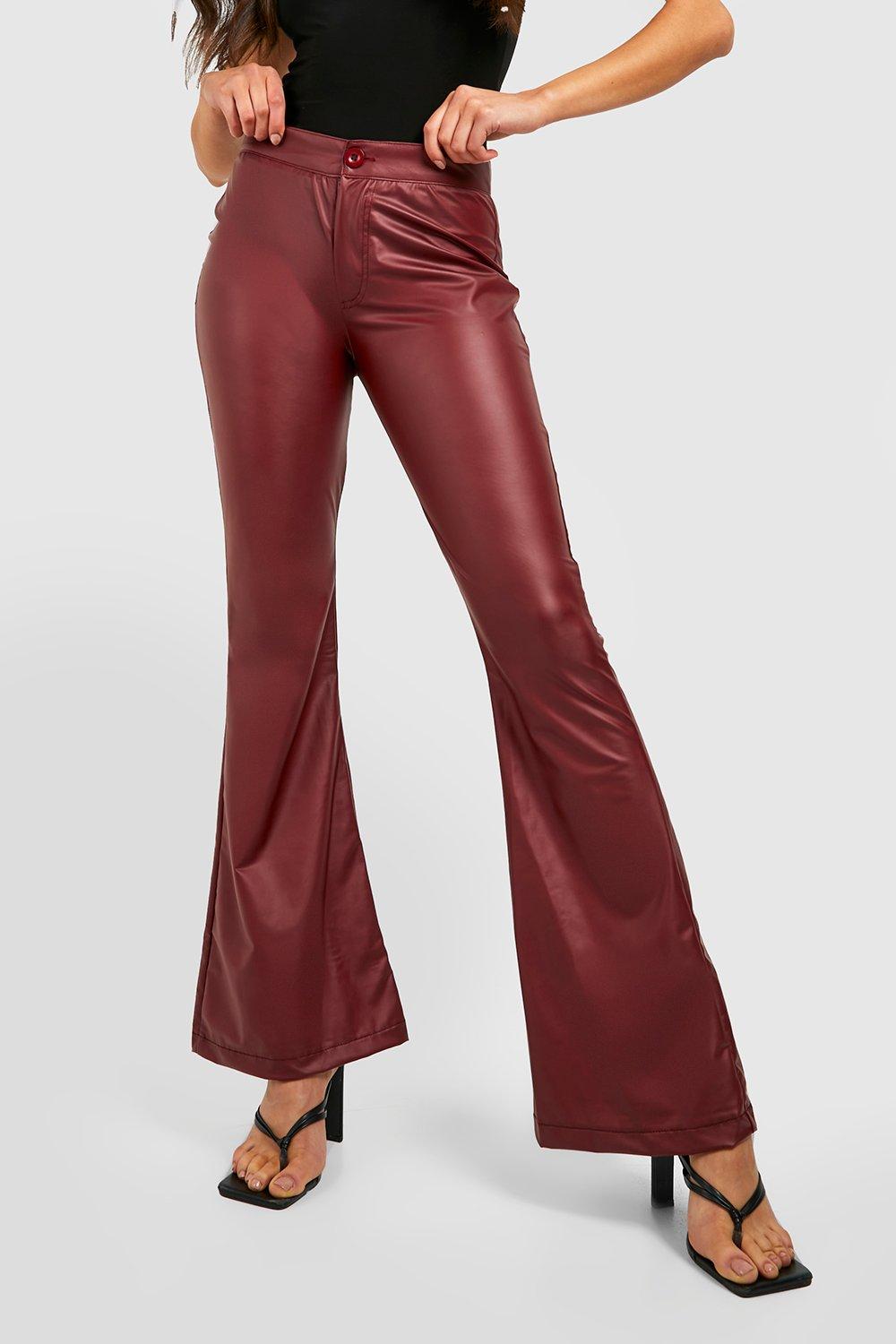 Red faux leather deals pants